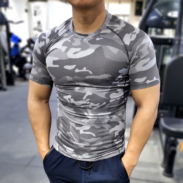 T-shirt de compression à manches raglan imprimé camouflage 14678 8fa052