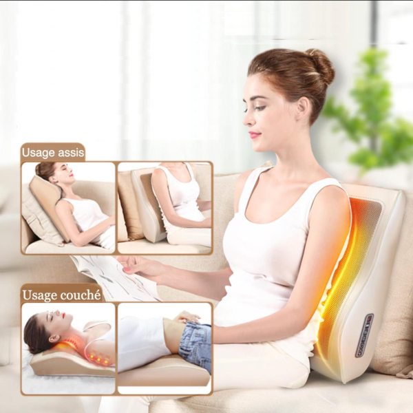 Appareil massage dos oreiller électrique à 4 têtes pour le dos chauffant à infrarouge telechargement 6